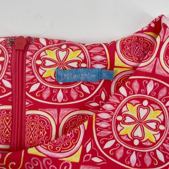 J. McLaughlin Coral Printed Sleeveless Shift Dress Womens Size XL Catalina Cloth - Picture 4 of 8